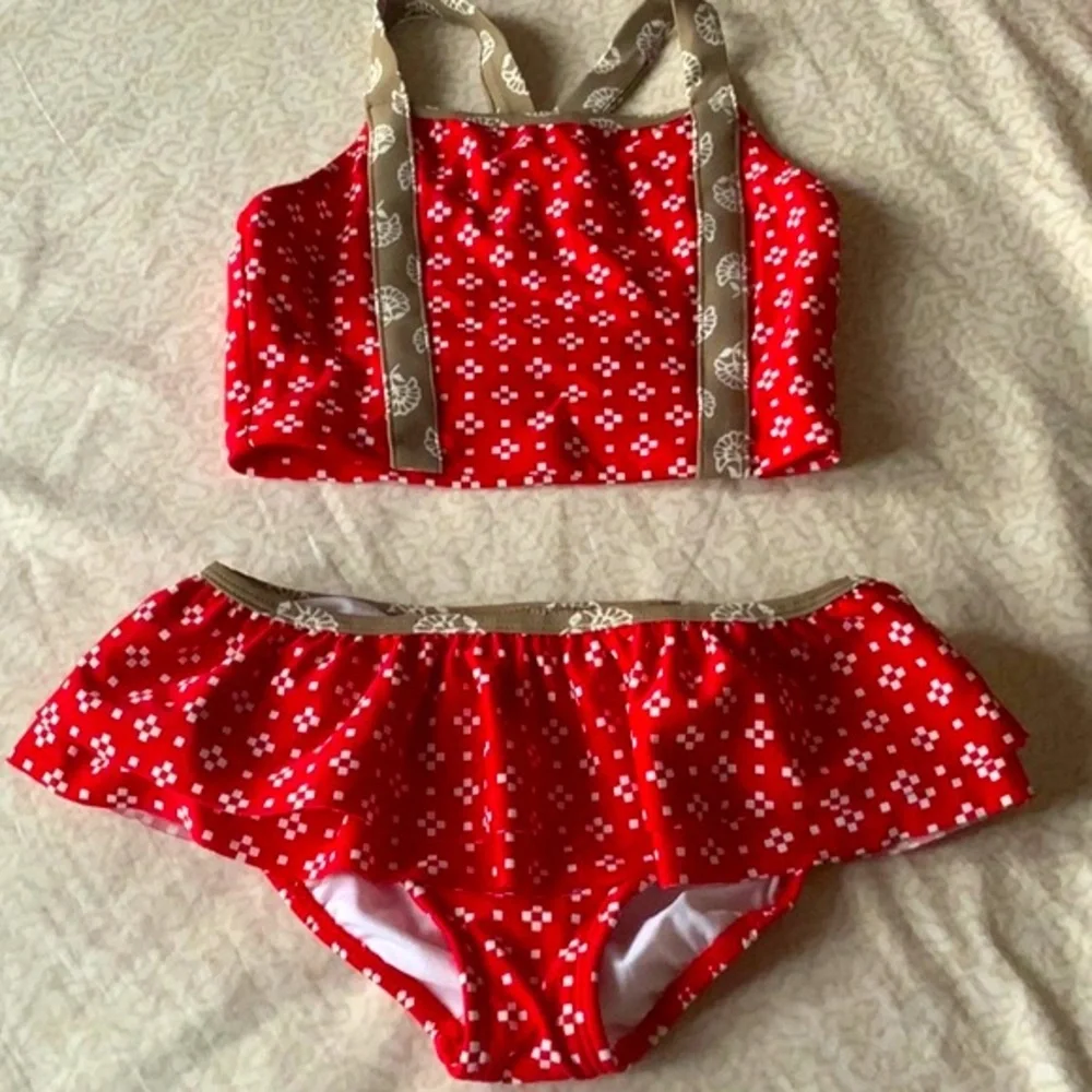 Hanna Andersson Red Floral Kids Bikini in size 110 cm/5